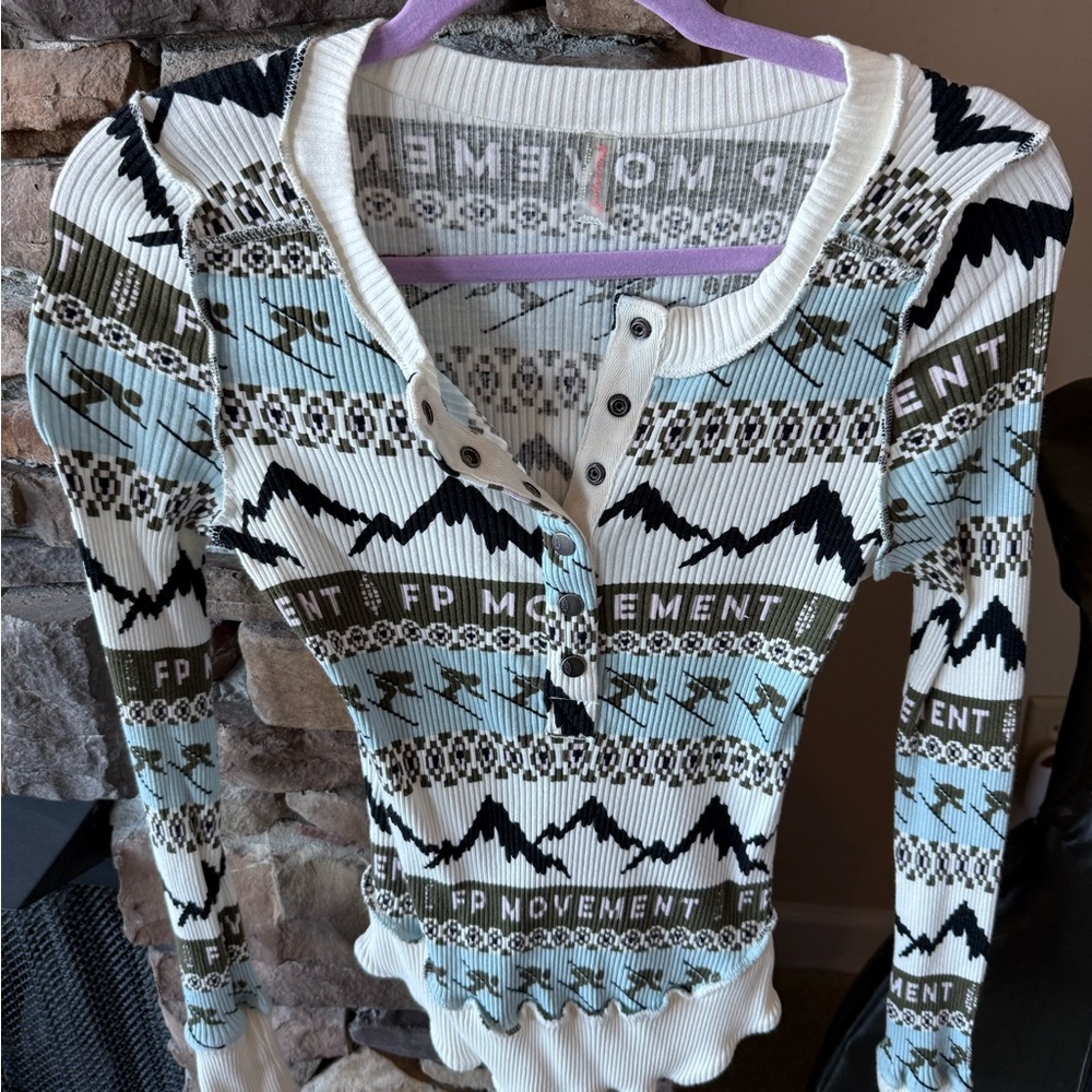Free People Black and White Patterned Top